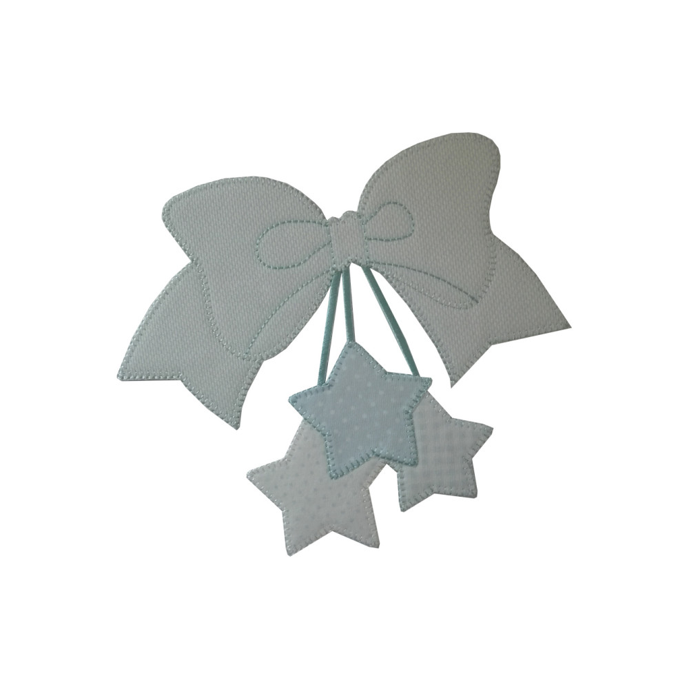 Iron-on Patch Bow with Stars - Light Blue